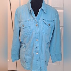 RARE FIND Together Teal Denim Jacket  With A Back Pocket      Size 12